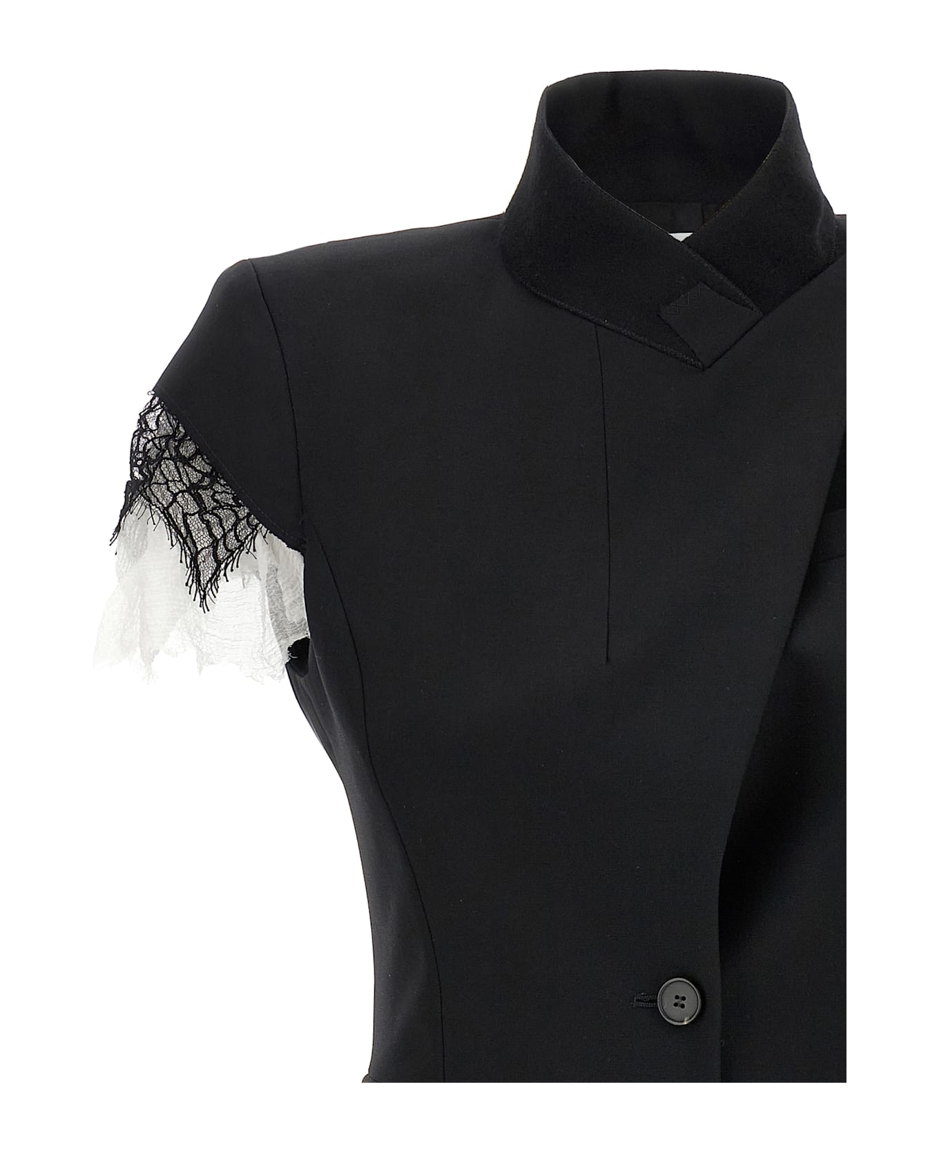 Alexander McQueen Lace Detail Blazer - Black