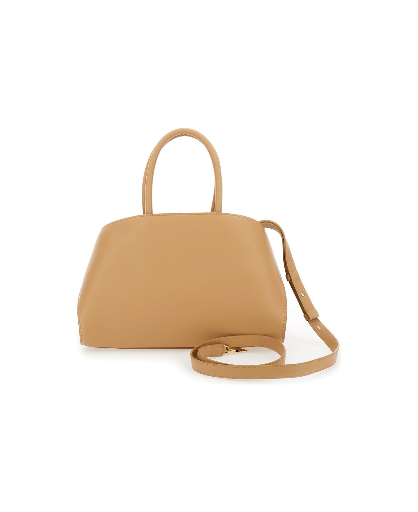 Ferragamo 
hug Small
 Beige Shoulder Bag With Logo And Gancini Buckle In Leather Woman - Beige