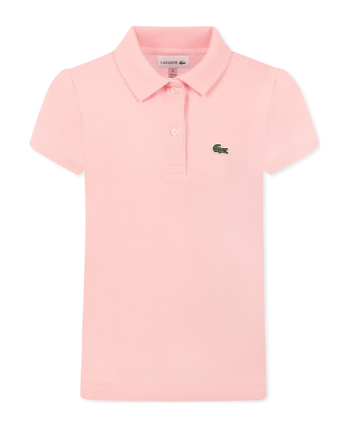 Lacoste Pink Polo Shirt For Girl With Crocodile - Pink