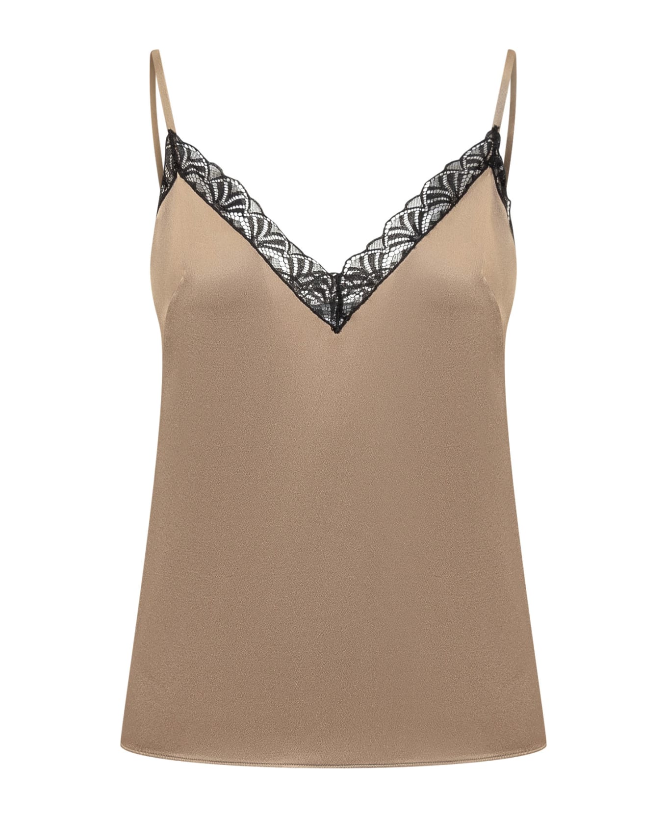 Alberta Ferretti Silk Satin Top - BEIGE