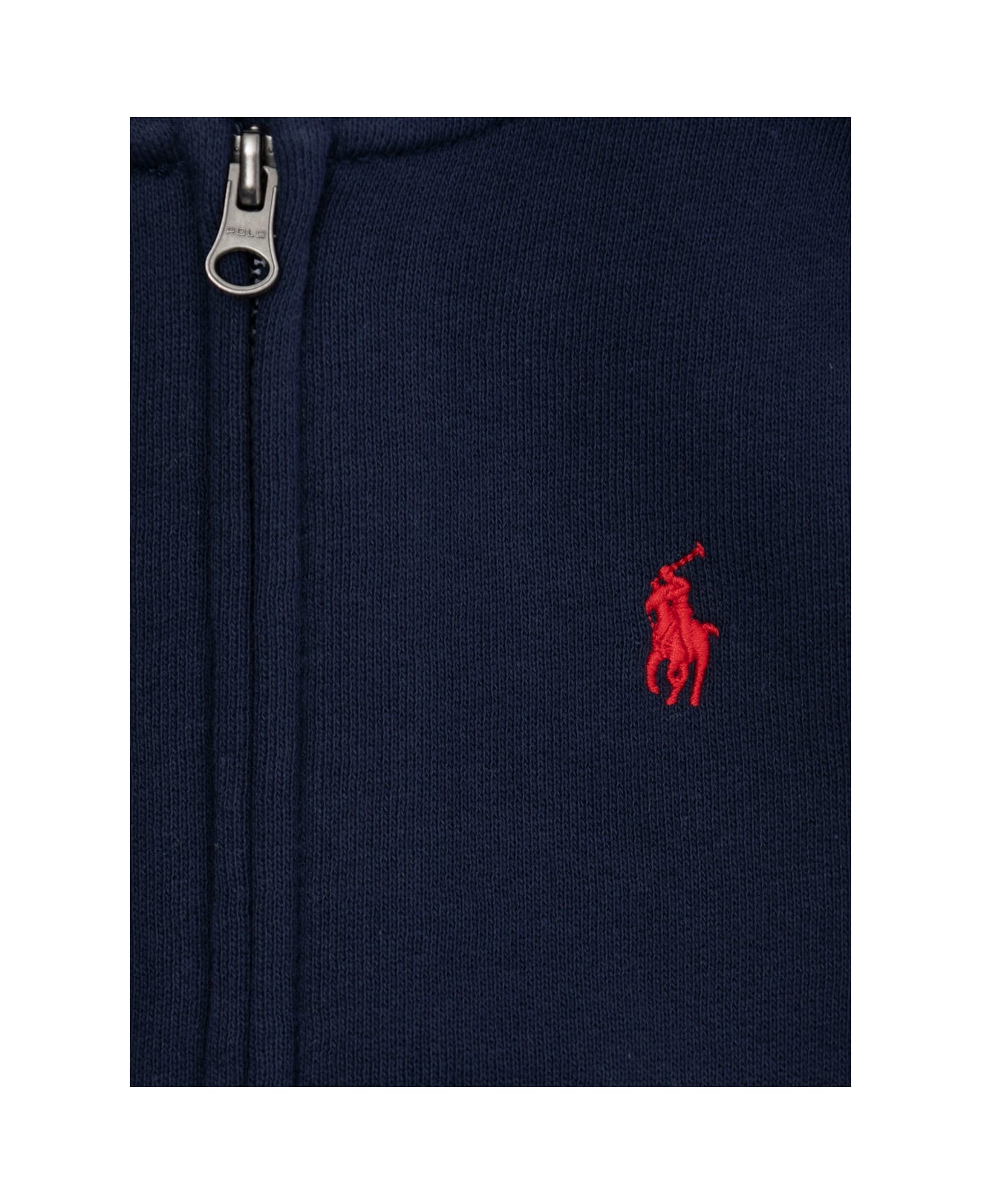 Polo Ralph Lauren Blue Sweatshirt With Fixed Hood And Pony Embroidery On The Front In Cotton Blend Baby - Blu