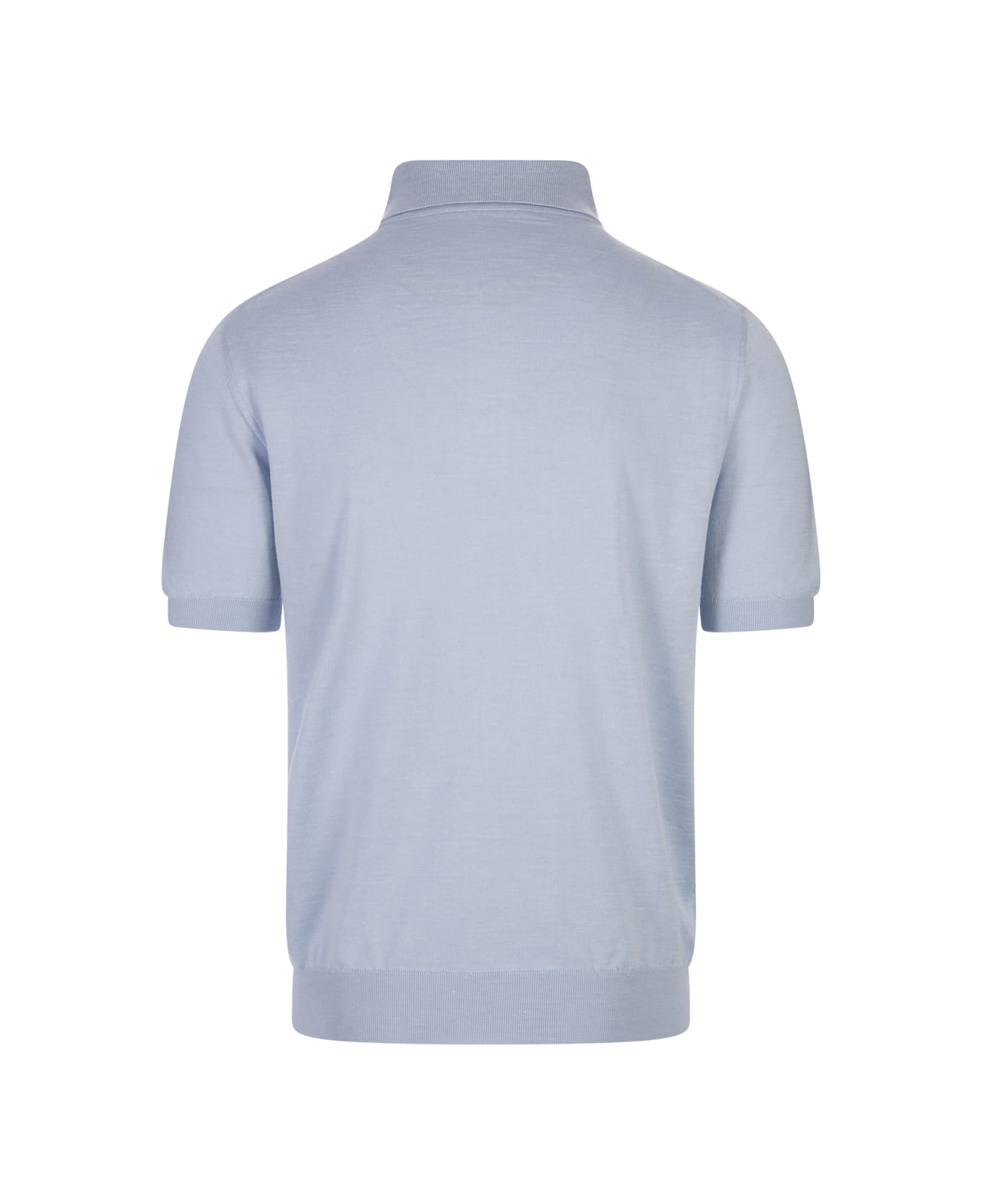 Kiton Sky Blue Knitted Short-sleeved Polo Shirt - Blue ポロシャツ