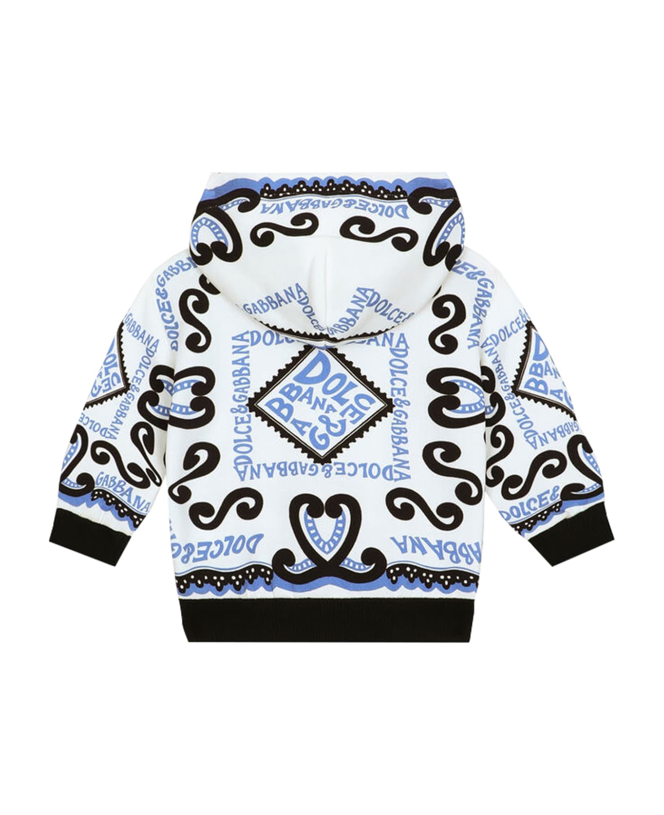 Dolce & Gabbana Zip-up Sweatshirt With Navy Print Hood - Multicolor