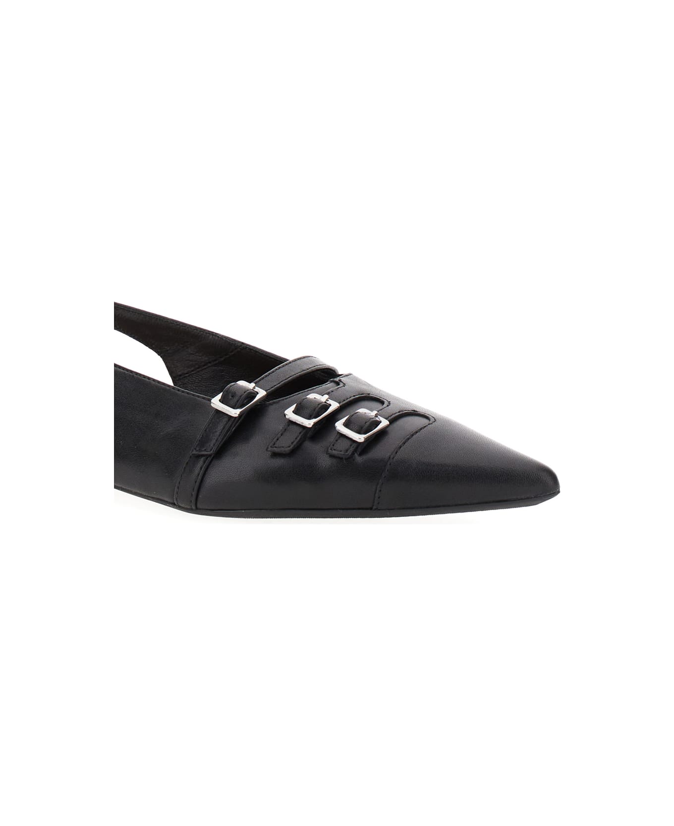 Vagabond 'hermine' Black Slingback Ballet Flats With Decorative Buckles In Leather Woman - Black フラットシューズ