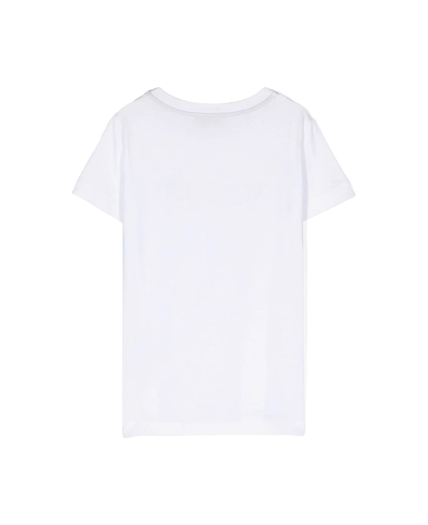 Missoni Kids White T-shirt With Chevron Motif Rhinestone Logo - WHITE