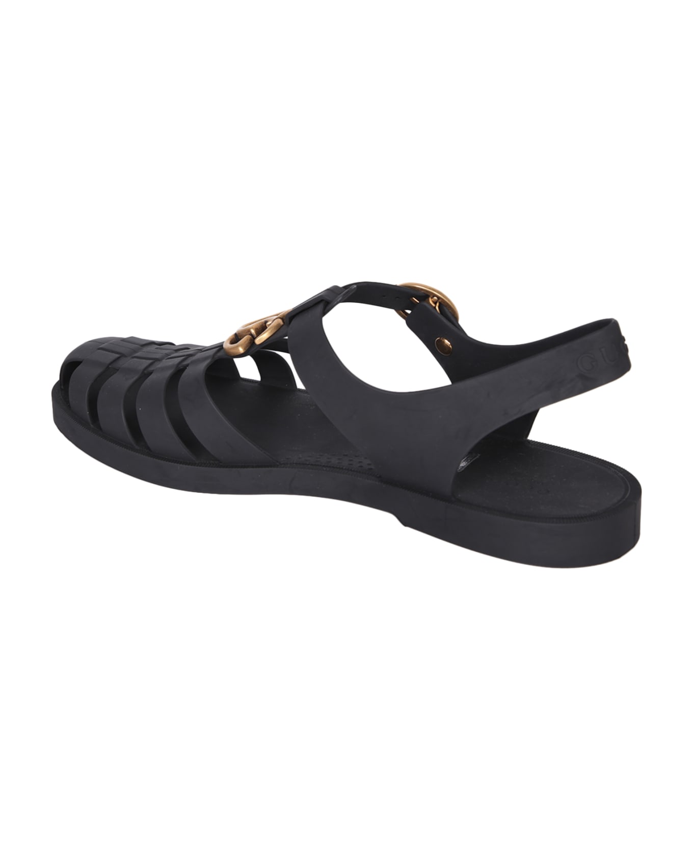 Gucci Buckle Strap Black Sandals - Black