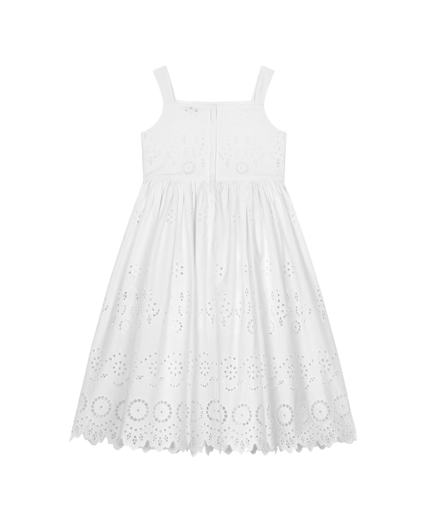 Dolce & Gabbana Dress In Poplin And Anangallo Lace - White