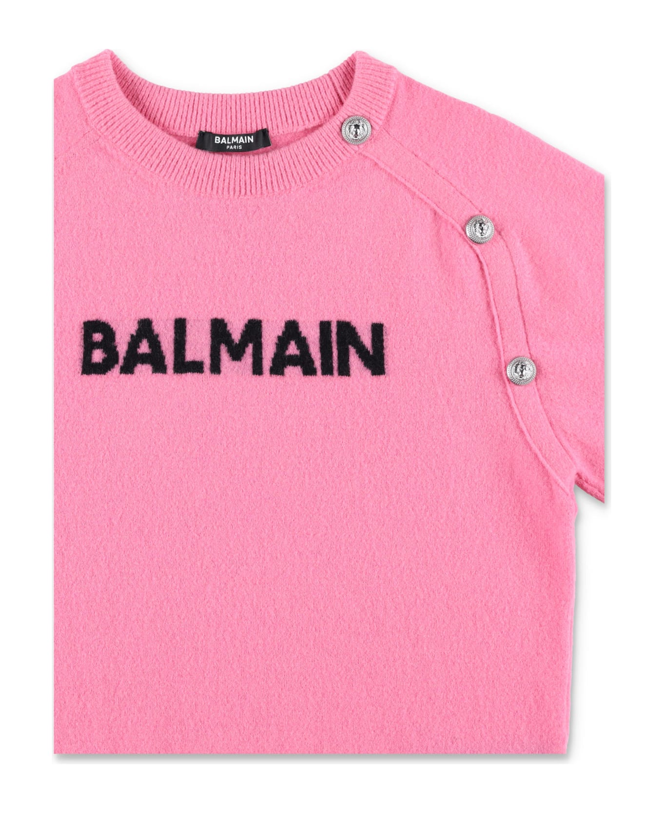 Balmain Kid - Sweater Logo - FLAMINGO/NERO