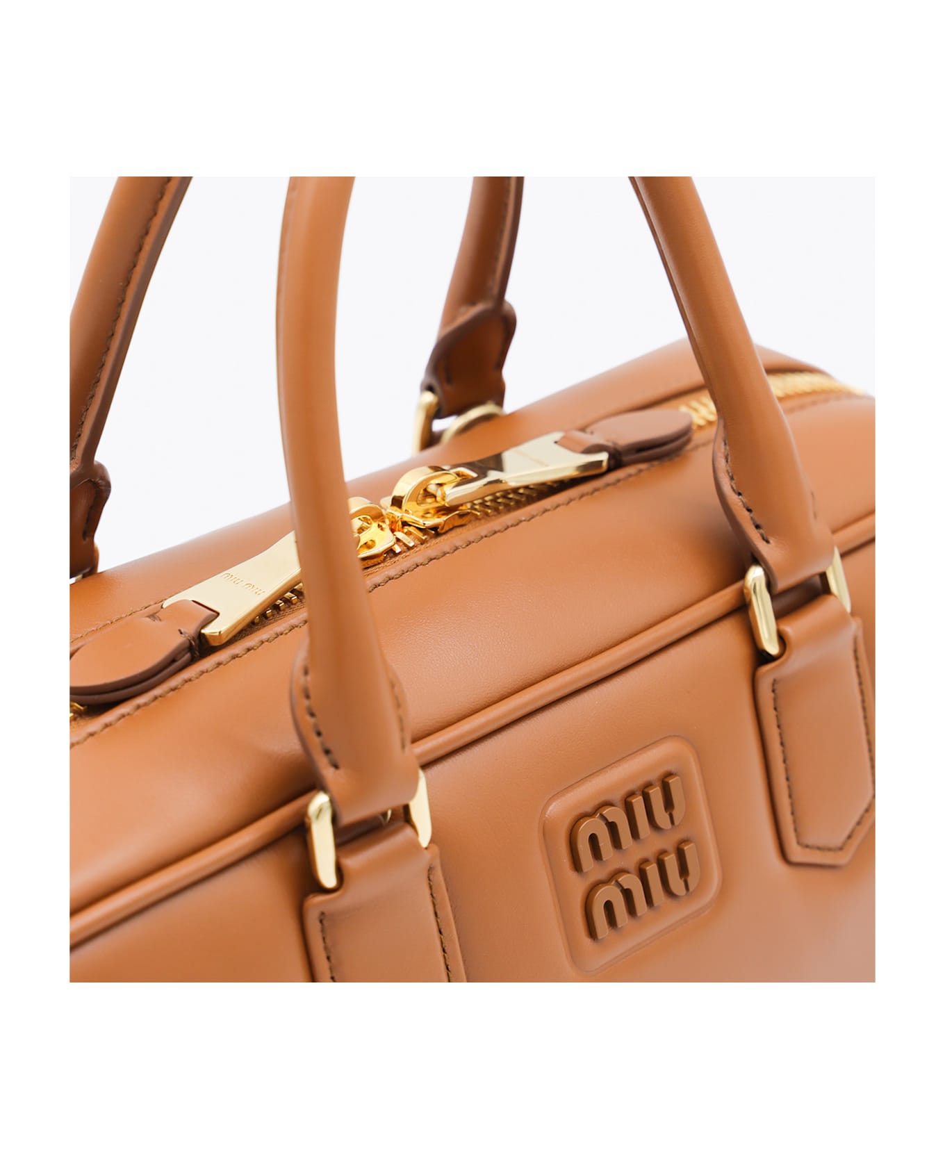 Miu Miu Brown Leather Arcadie Crossbody Bag - Brandy