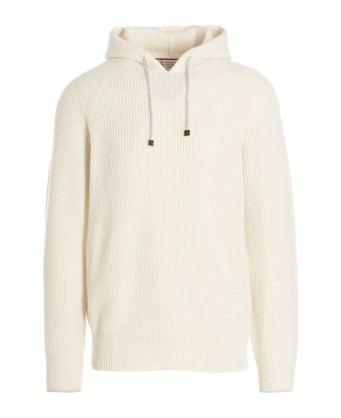 Brunello Cucinelli Ribbed Hooded Sweater - White