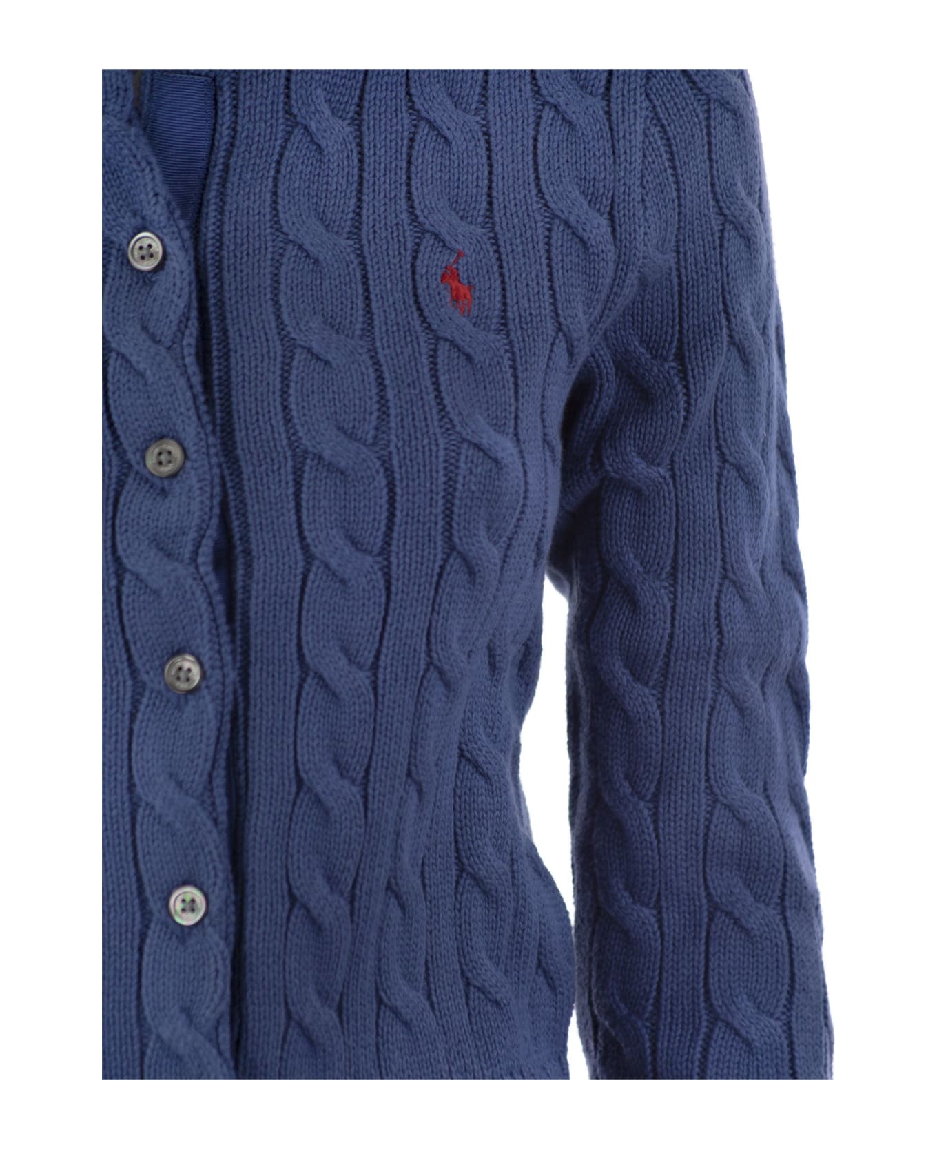 Polo Ralph Lauren Plaited Cardigan With Long Sleeves - Blue ニットウェア
