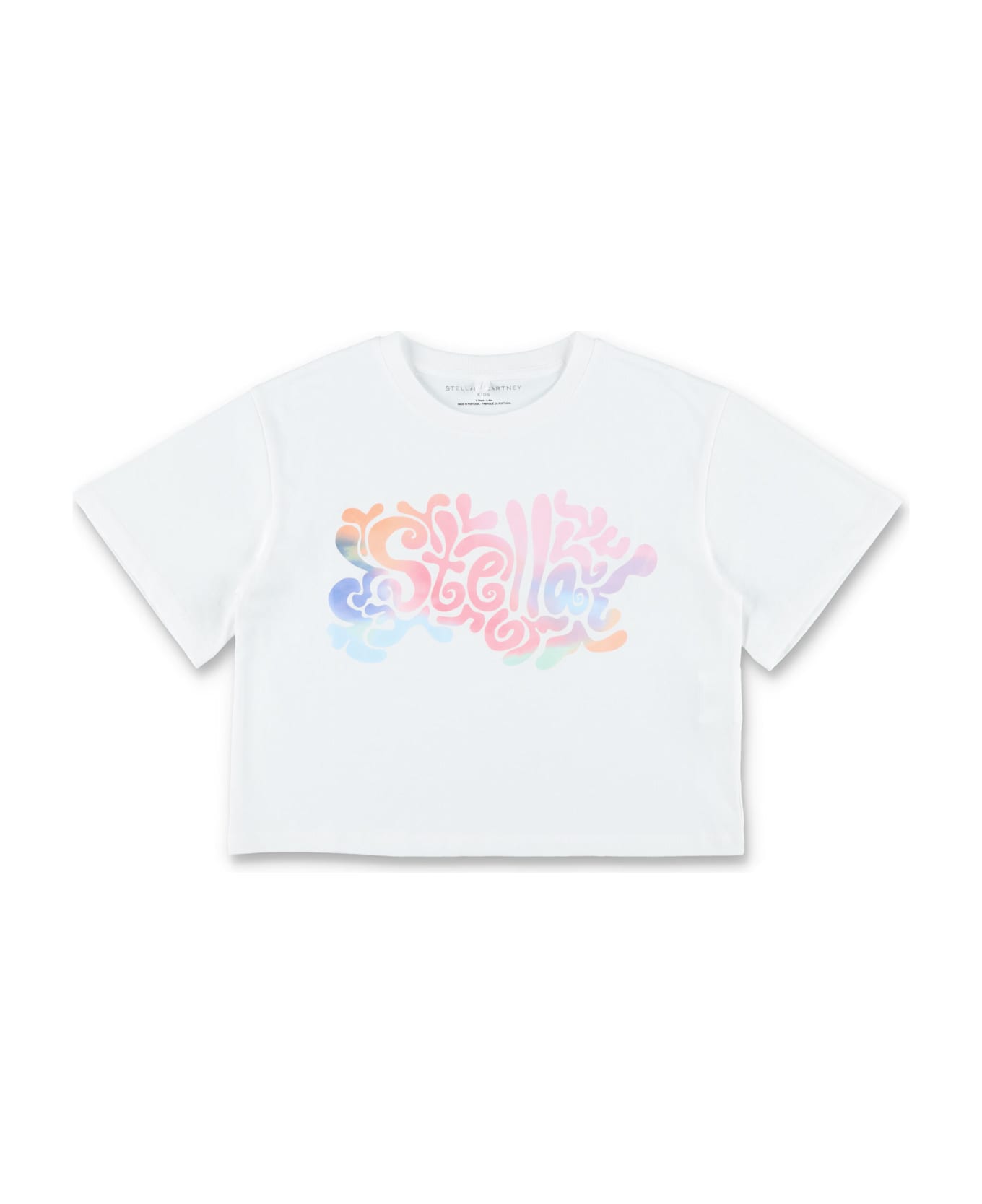 Stella McCartney Kids Psychedelic Logo Cropped T-shirt - WHITE