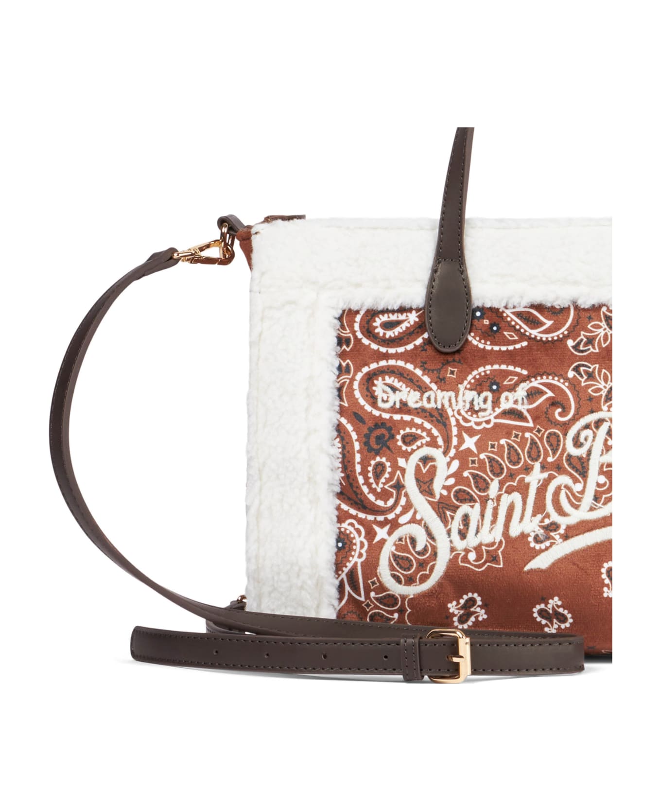 MC2 Saint Barth Vivian Handbag With Bandanna Print And Sherpa Details - BROWN