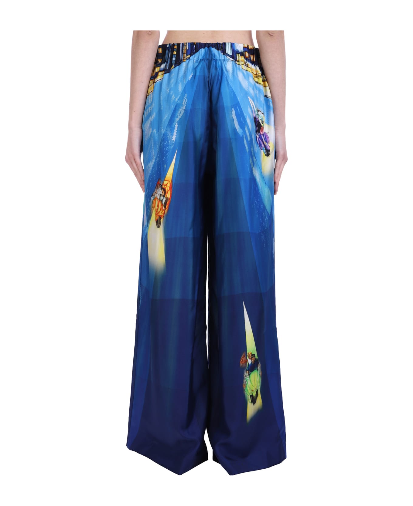 Casablanca Pants In Blue Silk - blue