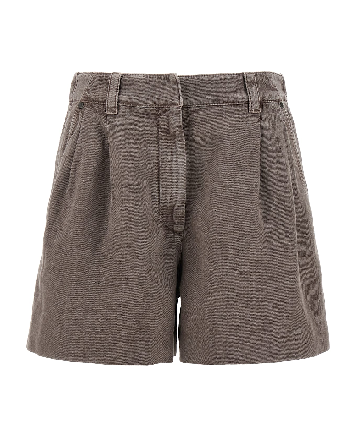 Brunello Cucinelli Linen Cotton Shorts - Brown