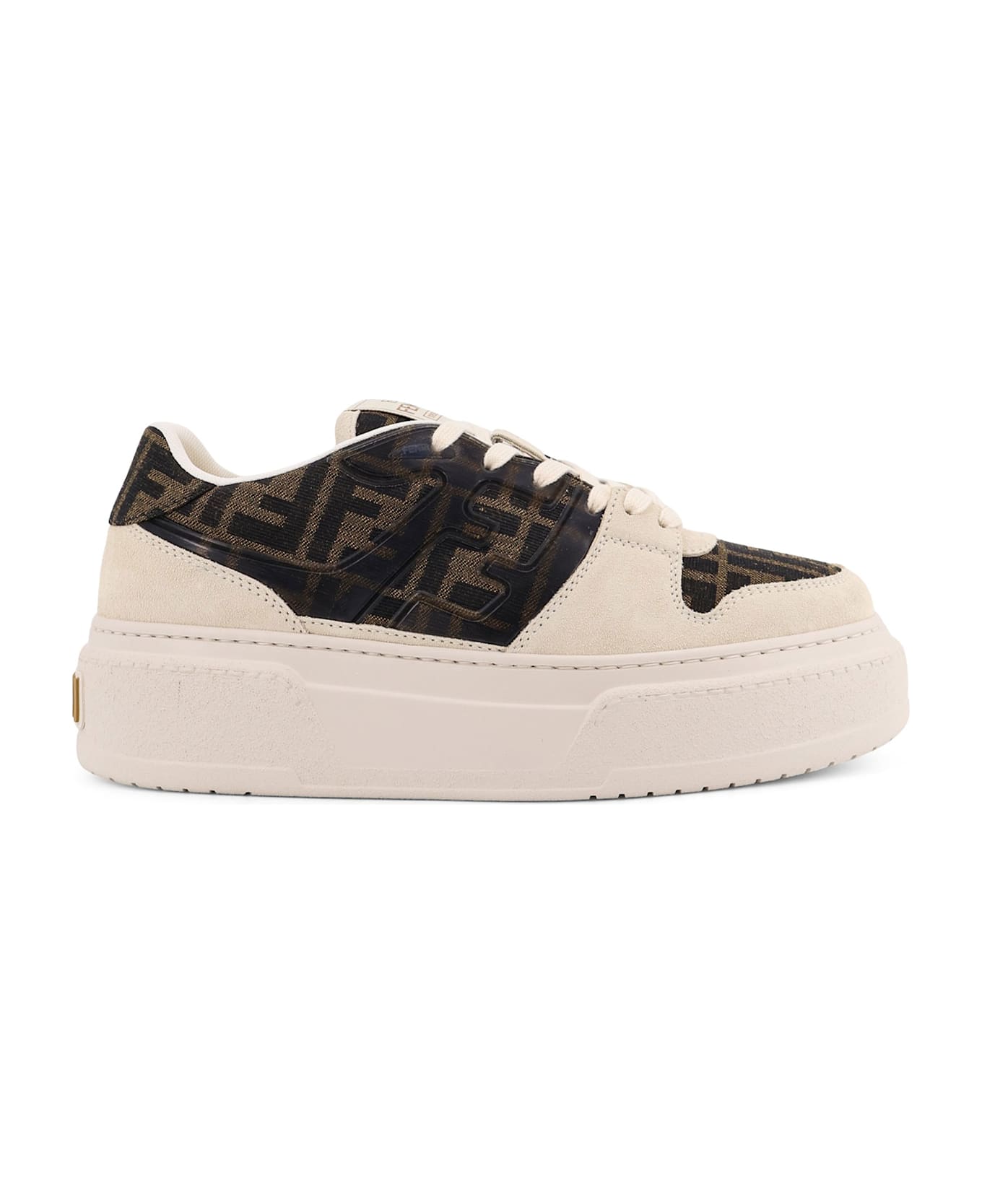 Fendi Match Canvas And Suede Platform Sneakers - CREM+TABAC.NER+AMBRA