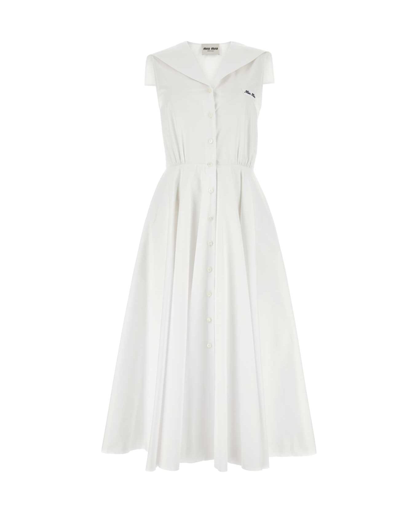 Miu Miu White Cotton Shirt Dress - BIANCO