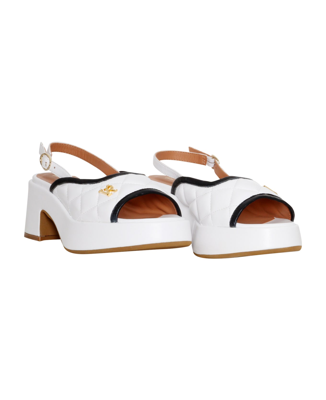 Via Roma 15 White Leather Sandals - WHITE