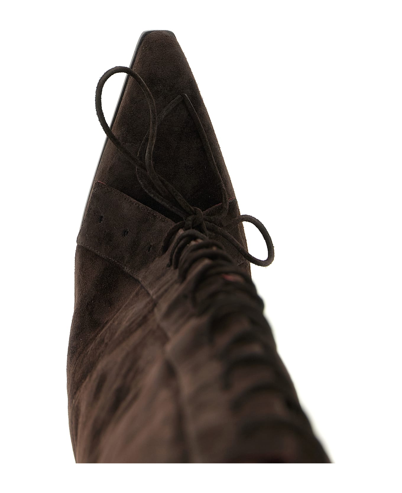 Paris Texas 
jane Fold Over Lace Up
 Boots - Brown