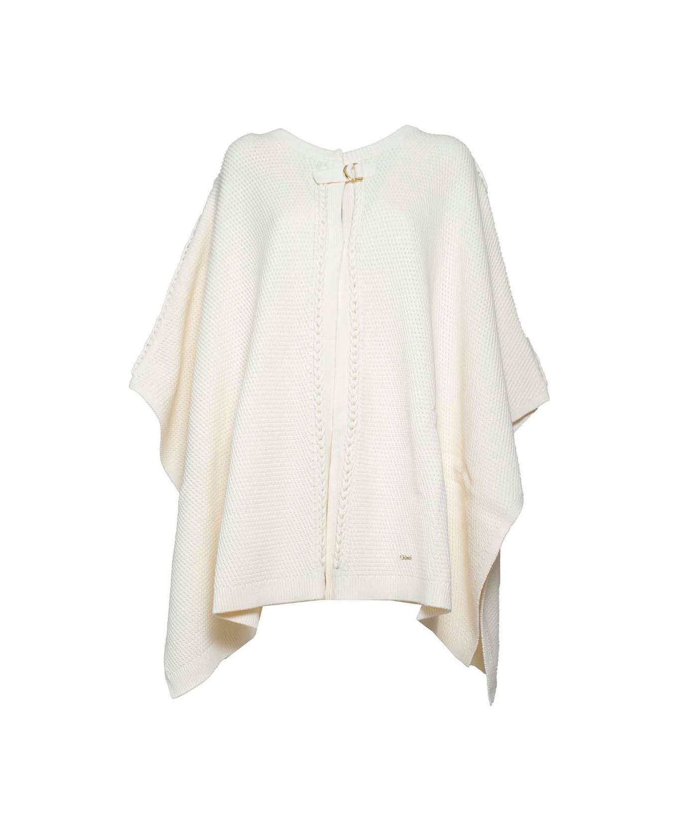 Chloé Logo-plaque Buckled Cape - Avorio