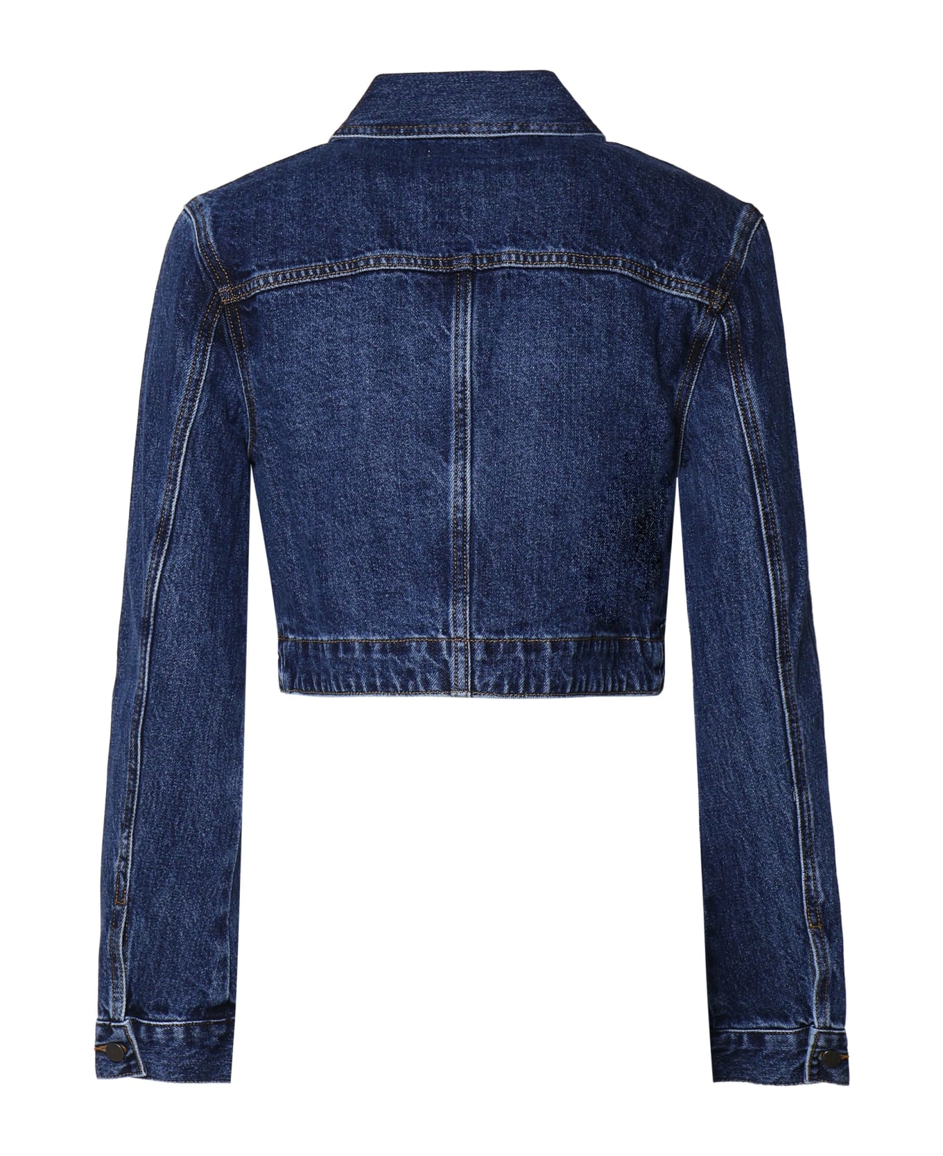 self-portrait Cropped Denim Jacket - Blue