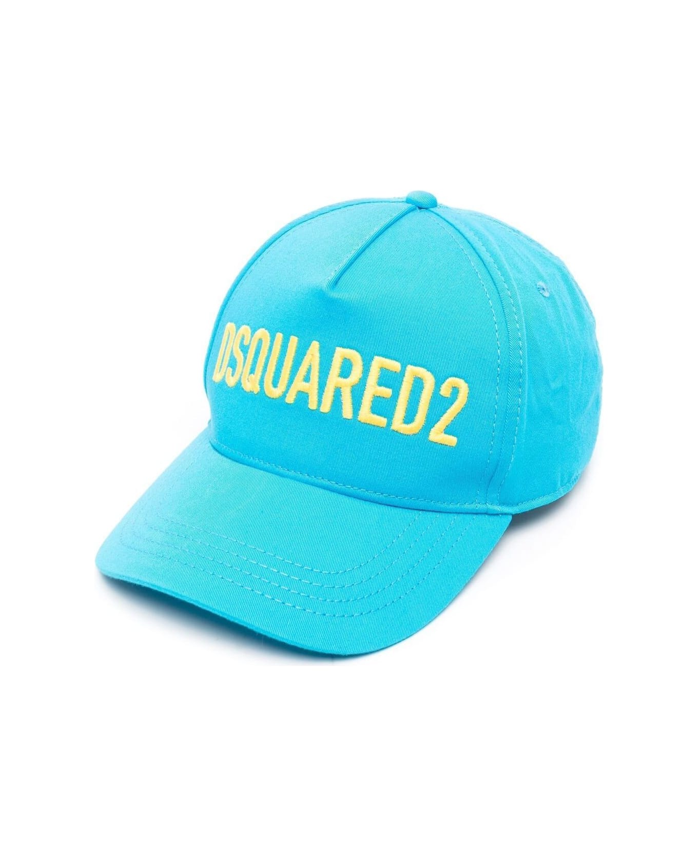 Dsquared2 Blue Baseball Cap With Embroidered Logo In Cotton Man - Blue