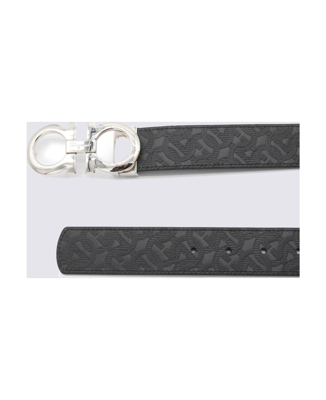Ferragamo Black Leather Gancini Belt - NERO TRAVEL EM.