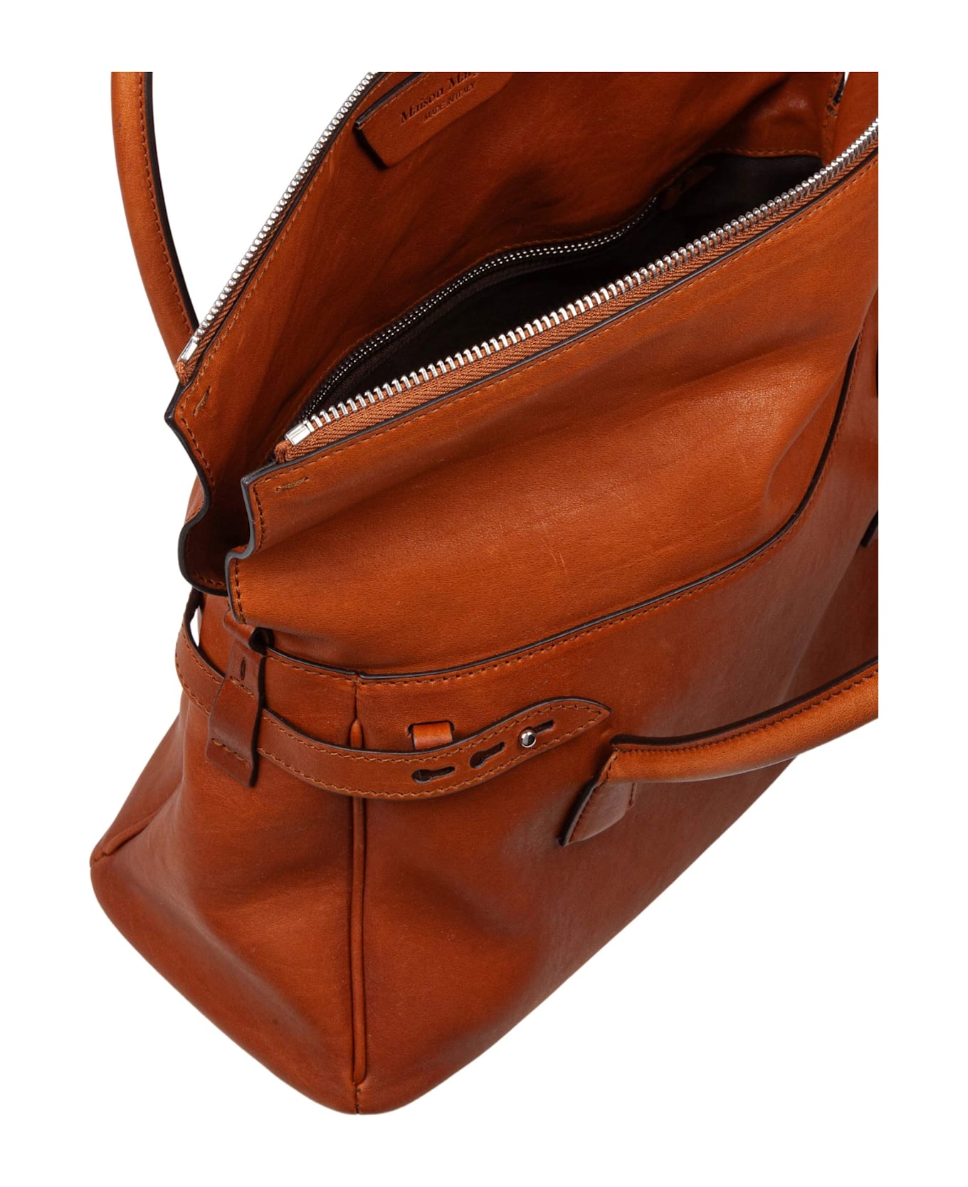 Maison Margiela 5ac Handbag In Vintage Cognac Leather - Cognac