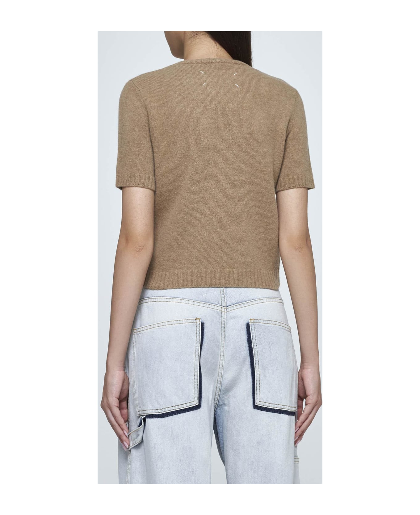 Maison Margiela Wool Half-sleeved Sweater - BEIGE