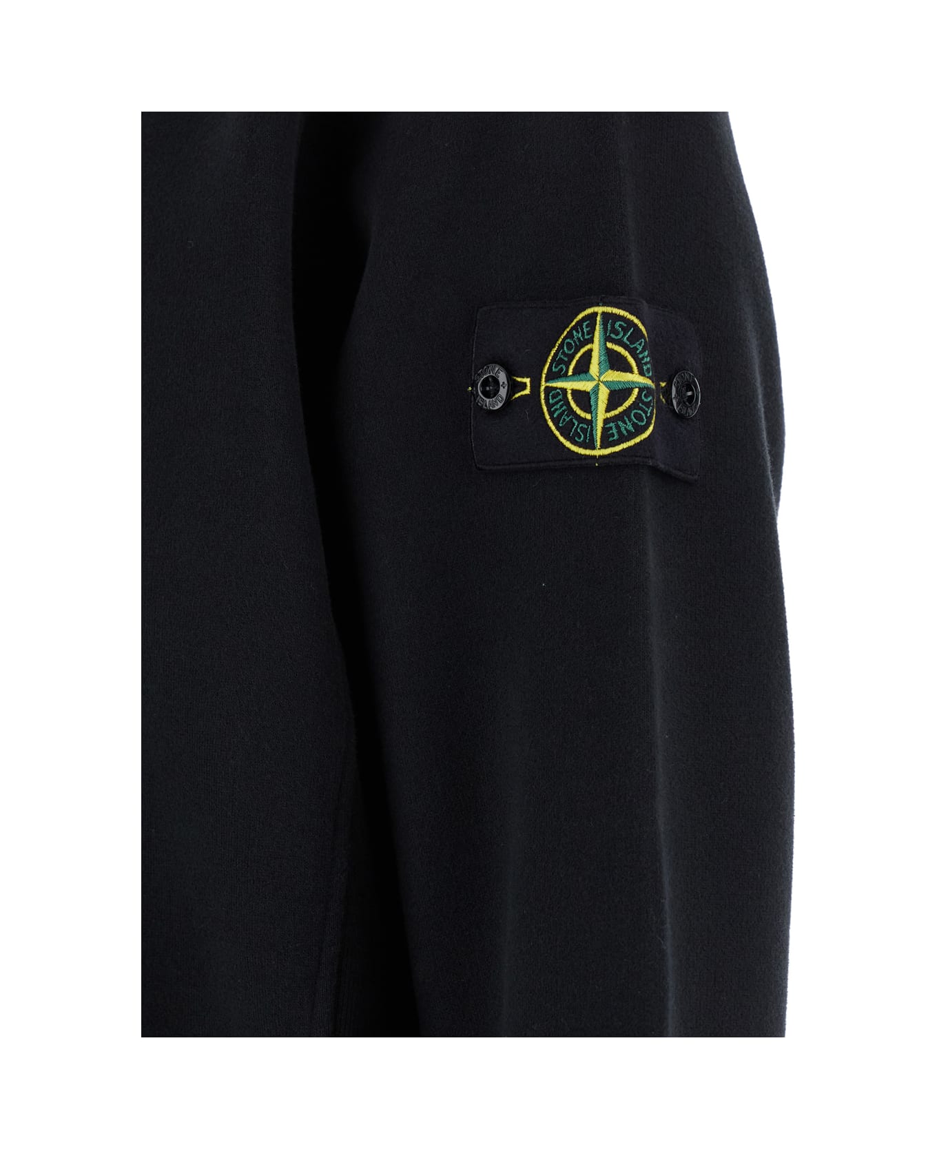 Stone Island Black Crewneck Sweatshirt With Logo Patch In Cotton Man - Nero