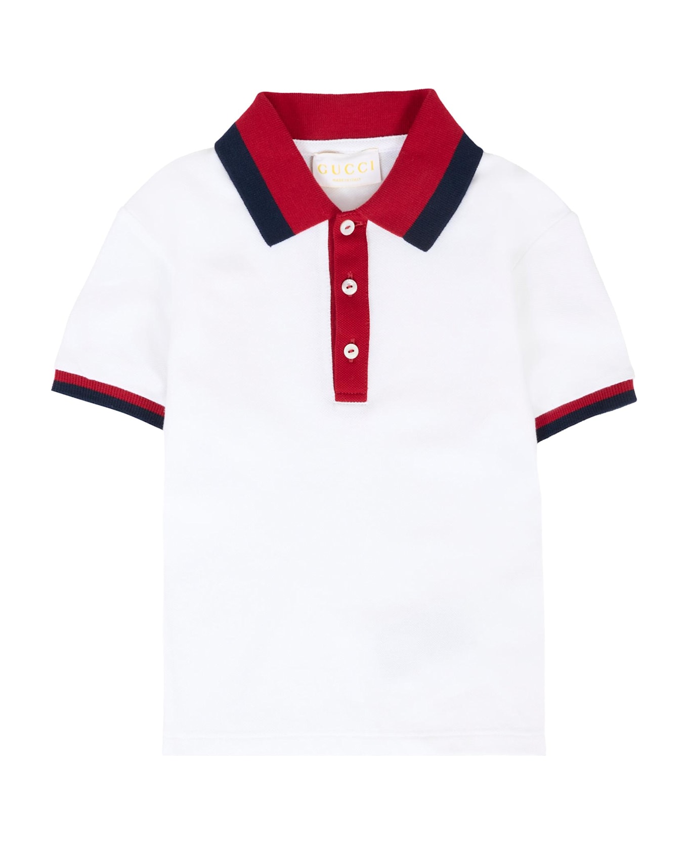 Gucci White Polo Shirt For Baby Boy With Web Detail - White