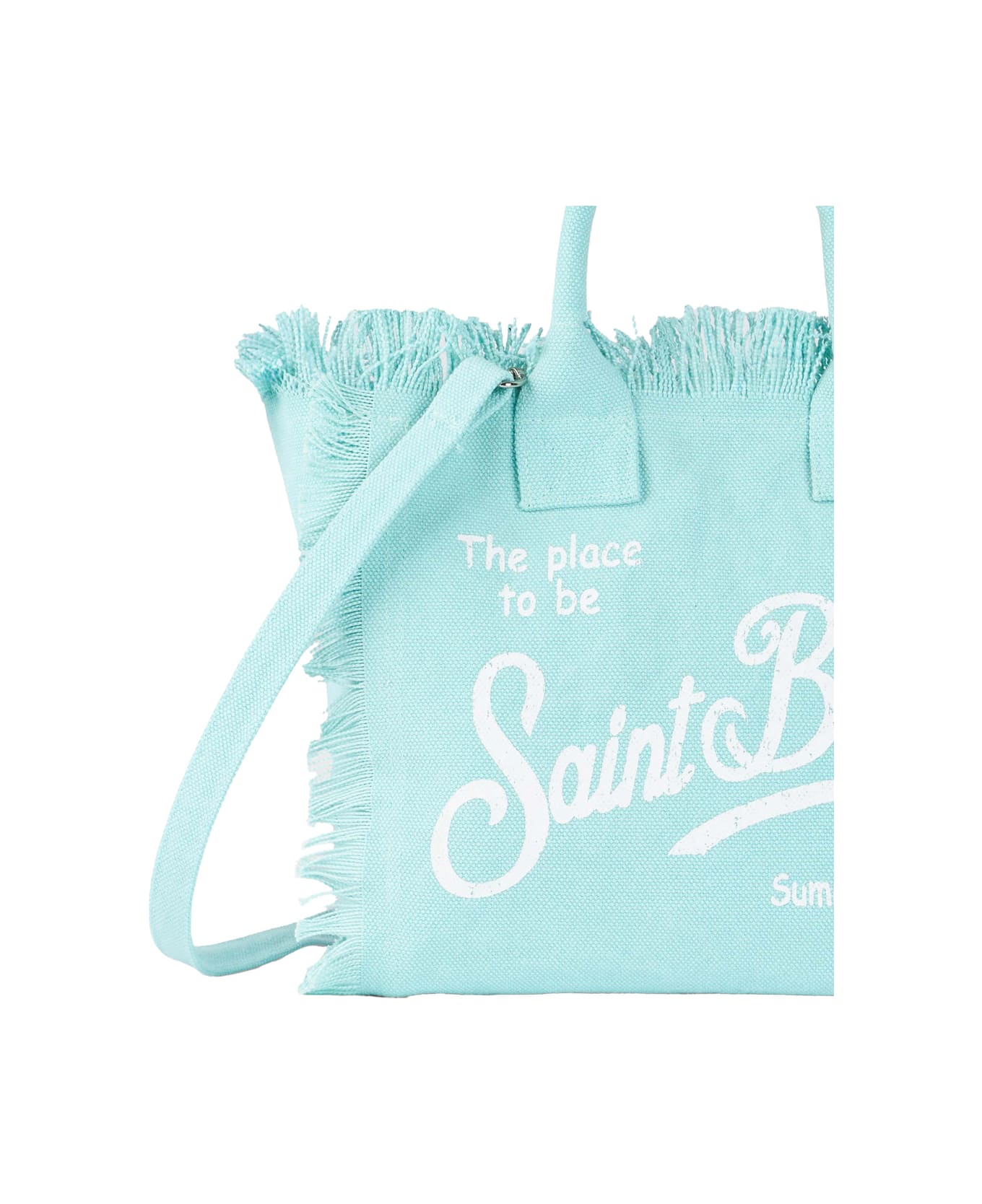 MC2 Saint Barth 
colette
 Light Blue Handbag With Adjustable And Removable Shoulder Strap And Logo Lettering On The Front In Linen Girl - Light blue
