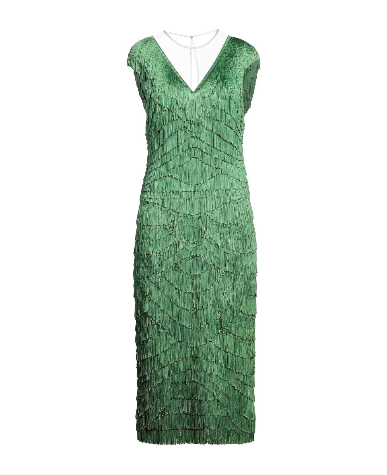 Dolce & Gabbana Fringed Midi Dress - Green