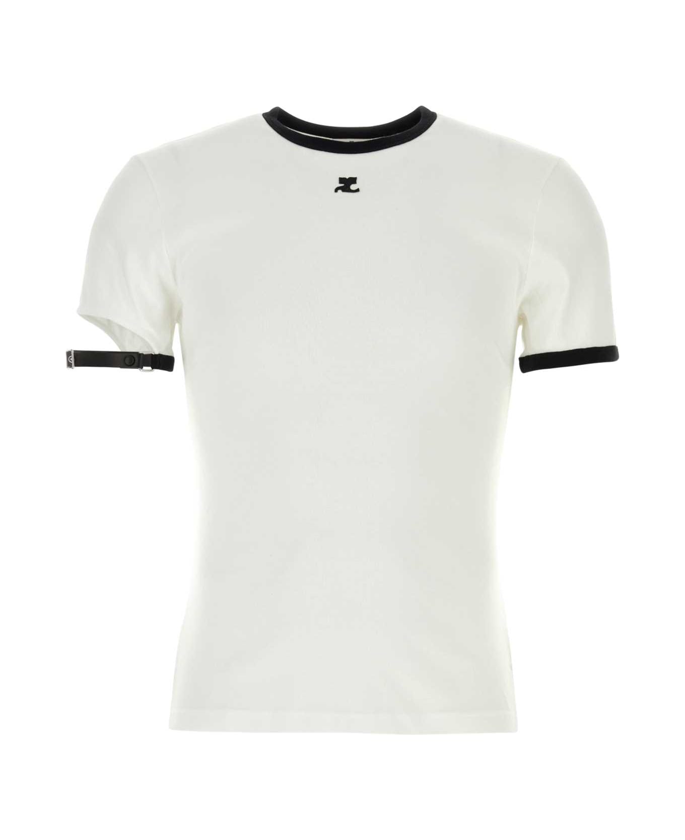 Courrèges White Cotton T-shirt - HERITAGEWHITEBLACK