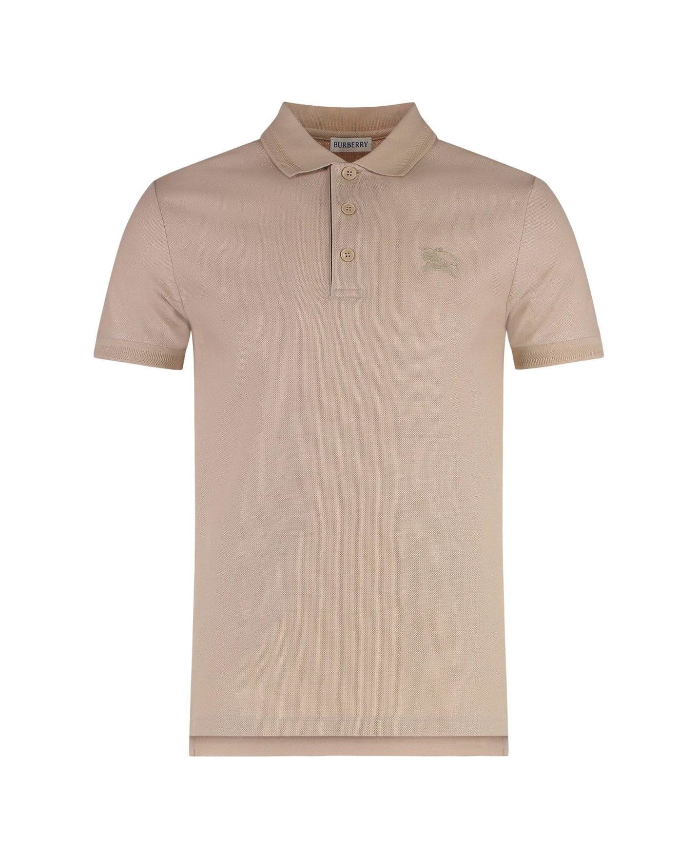 Burberry Logo Embroidered Polo Shirt - SOFT FAWN