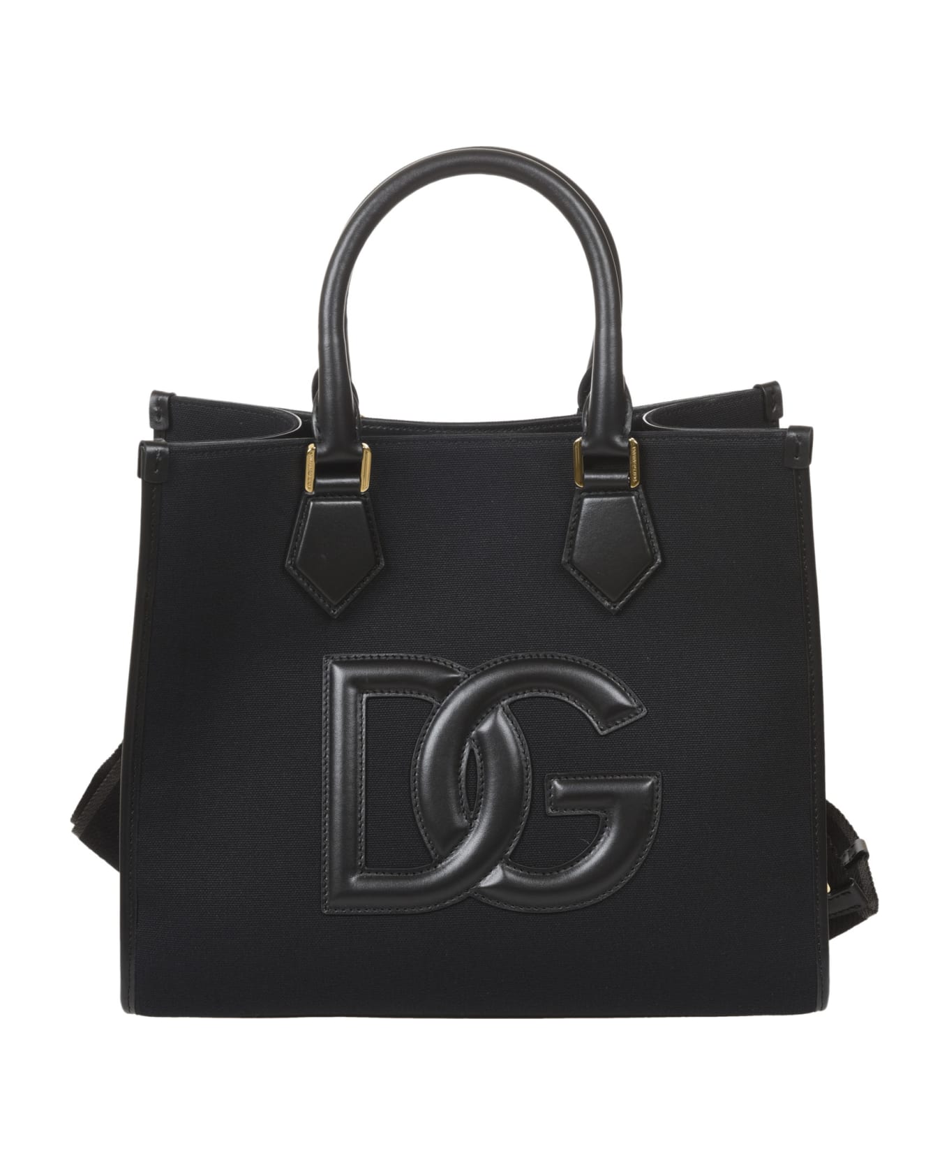 Dolce & Gabbana Logo Patched Top Handle Tote - Black