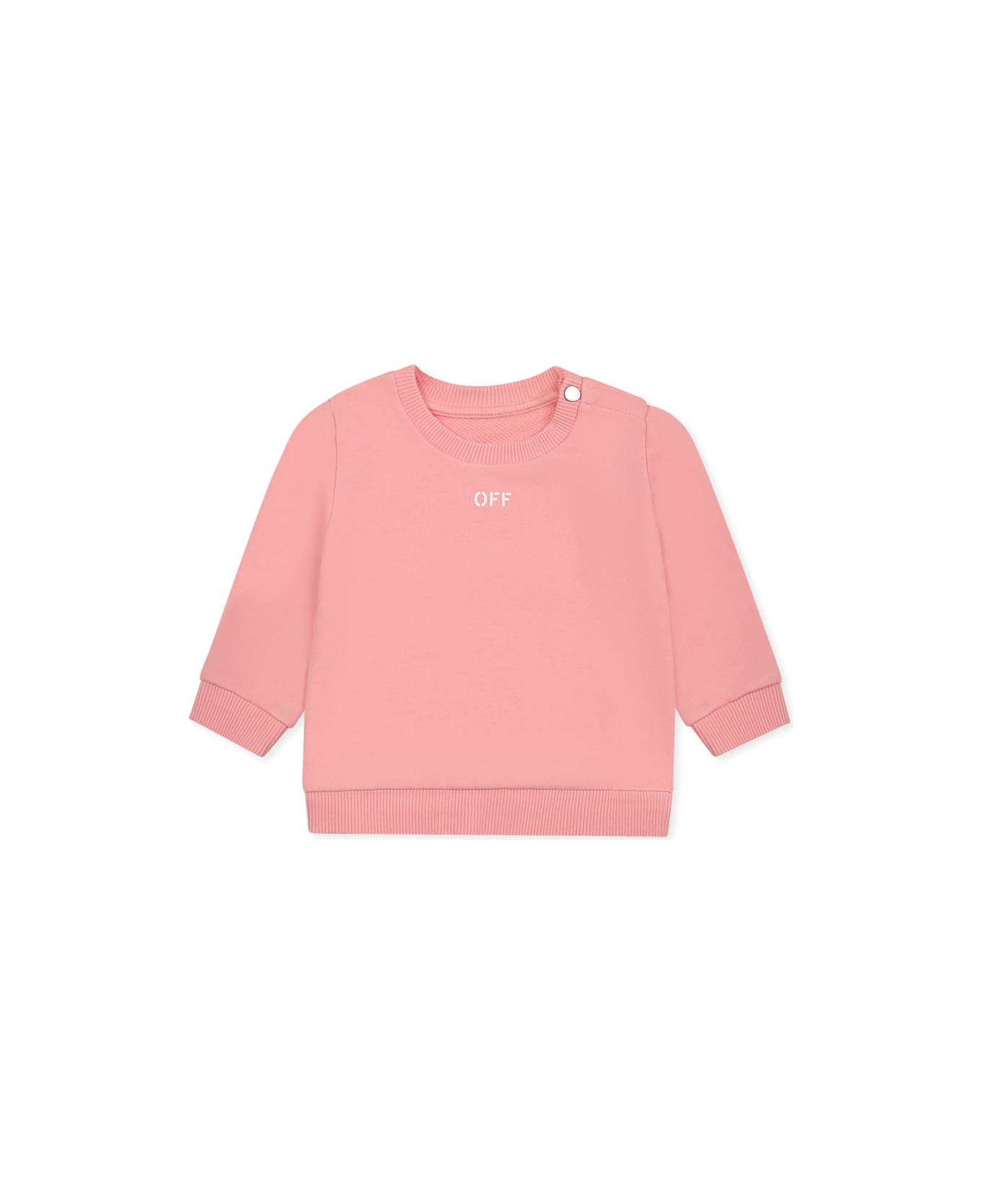 Off-White Pink Sweatshirt For Baby Girl With Logo - Pink