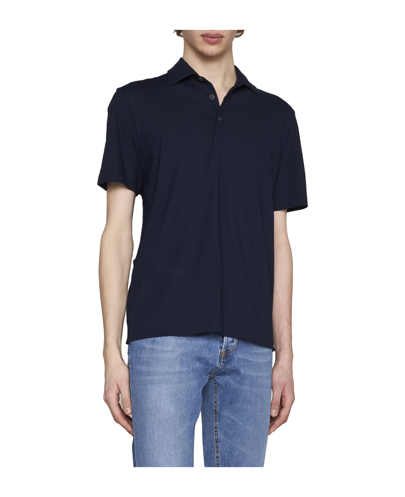 Herno Cotton Jersey Polo Preto Shirt - blue