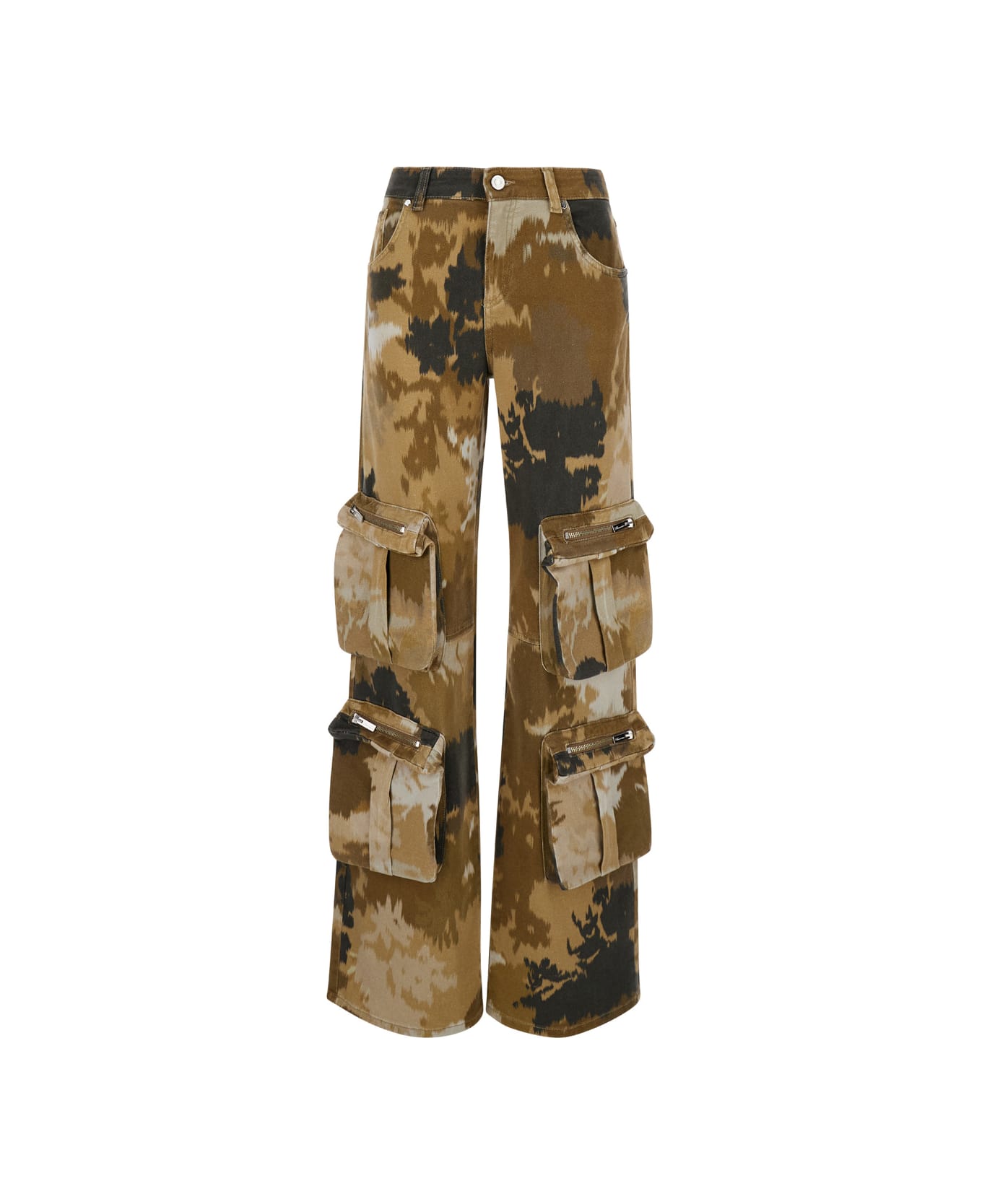 Blumarine Brown Cargo Pants With Camouflage Motif In Stretch Cotton Woman - Brown