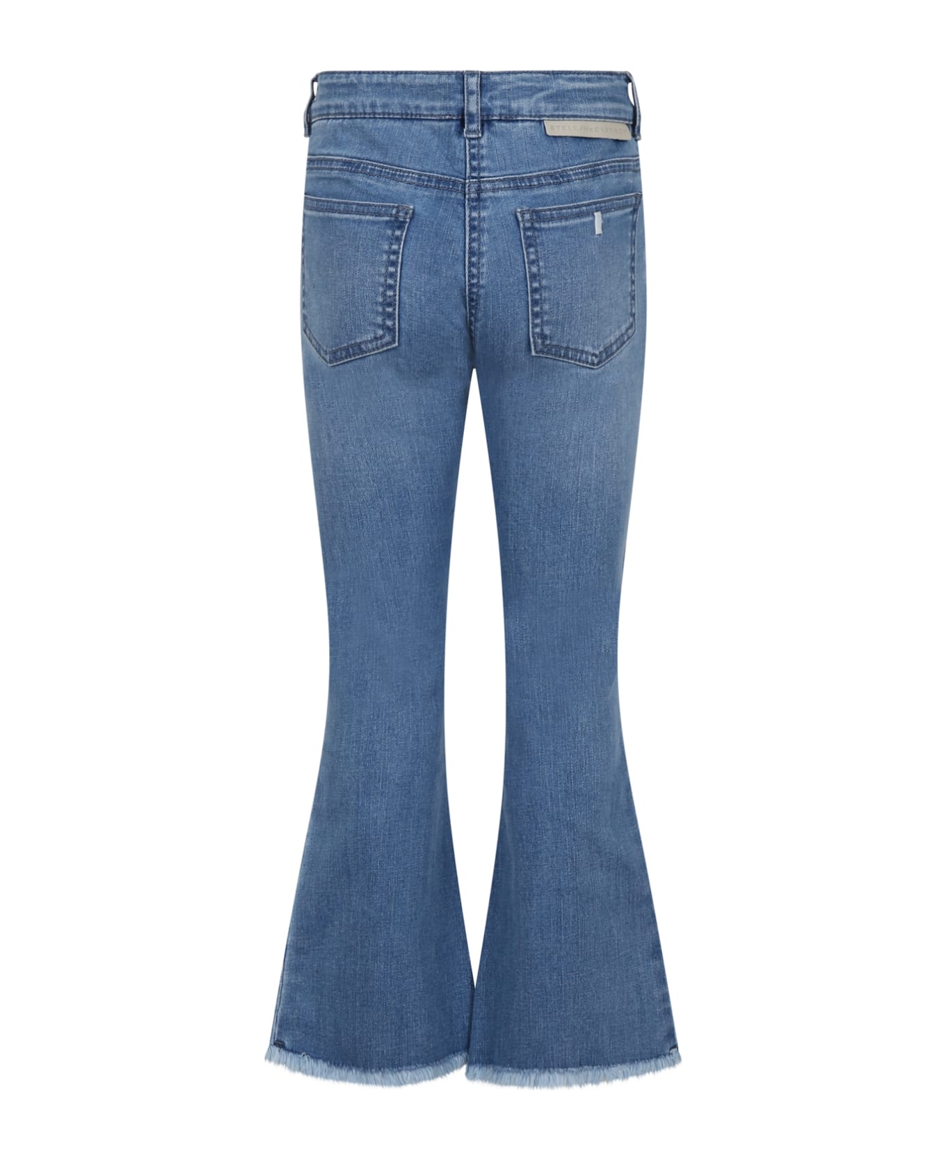 Stella McCartney Denim Flare Jeans For Girl With Fringes - Blu Denim