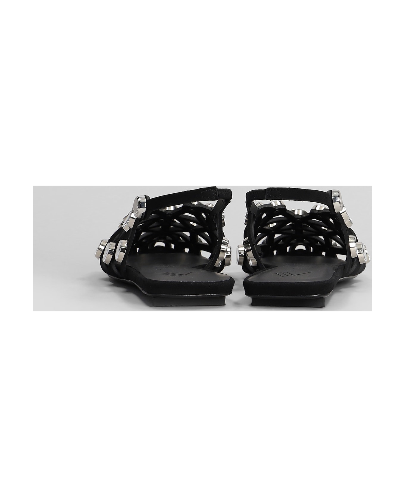 The Attico Grid Flats In Black Leather - black
