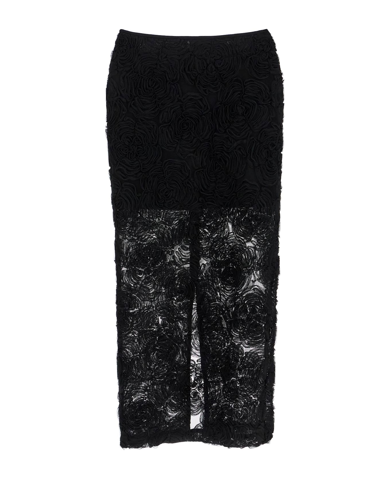 Rotate by Birger Christensen Flower Mesh Pencil Skirt - BLACK (Black)