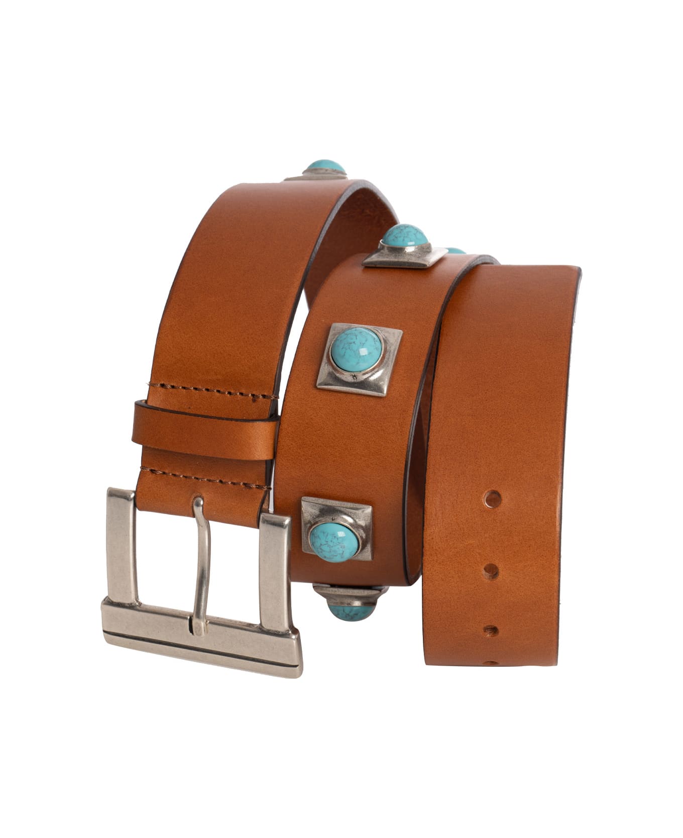 Etro Leather Belt With Studs - Brown