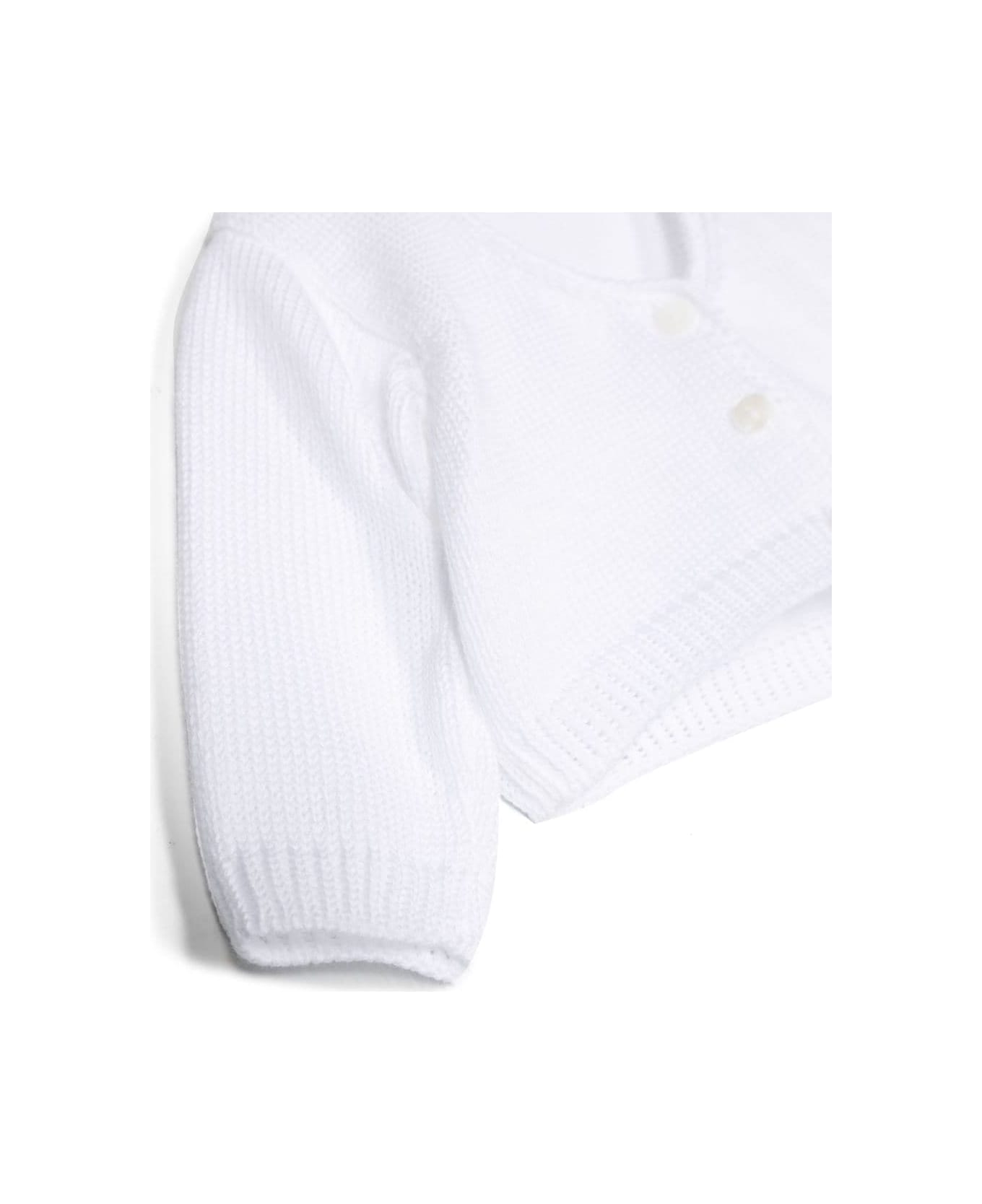 Little Bear V-neck Cotton Cardigan - White ニットウェア＆スウェットシャツ