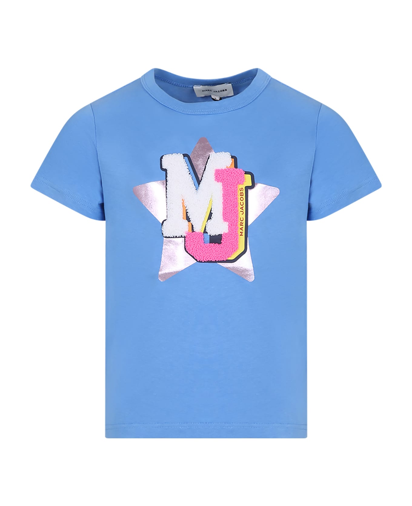 Marc Jacobs Light Blue T-shirt For Girl With Logo And Star - Light Blue Tシャツ＆ポロシャツ