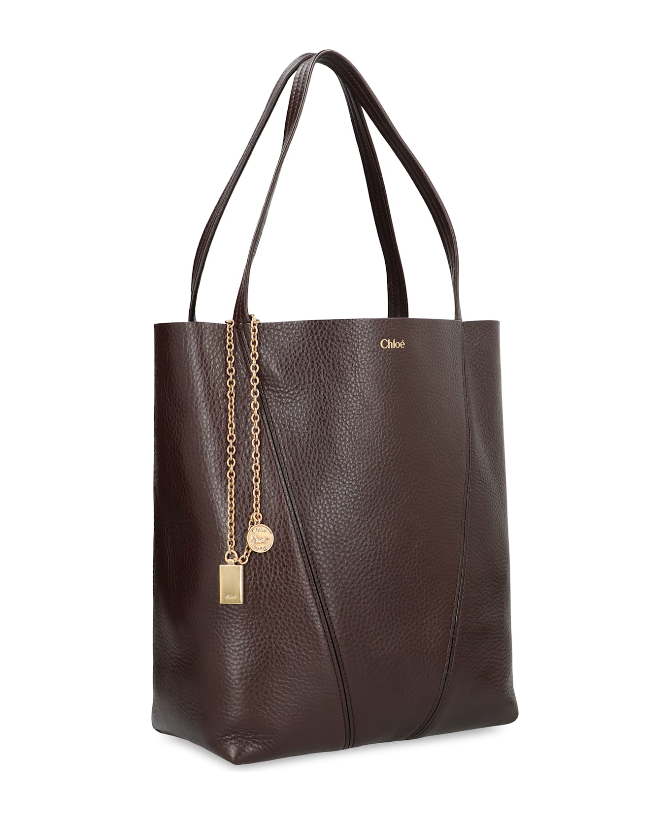 Chloé Spin Leather Tote Bag - brown