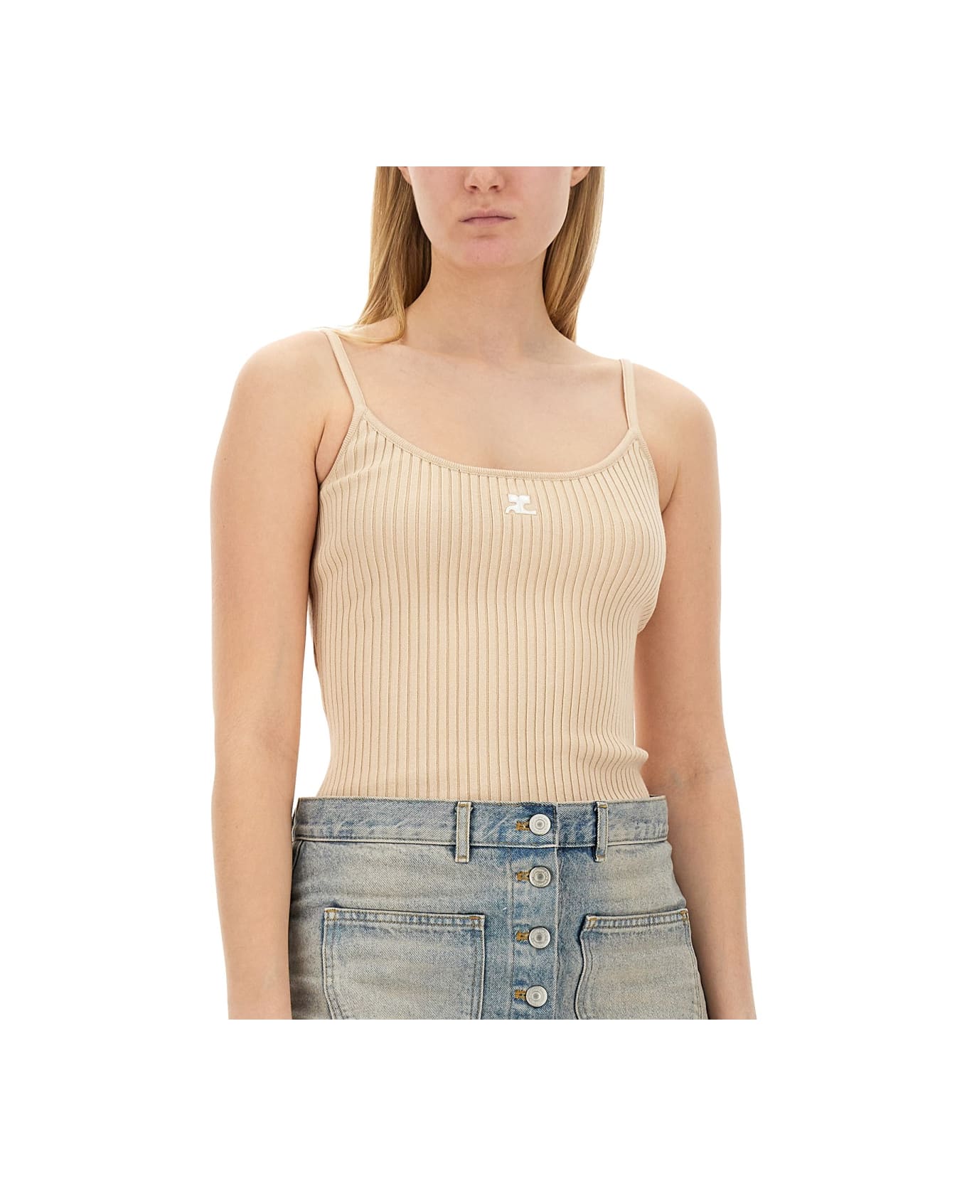 Courrèges Knitted Tops. - BEIGE