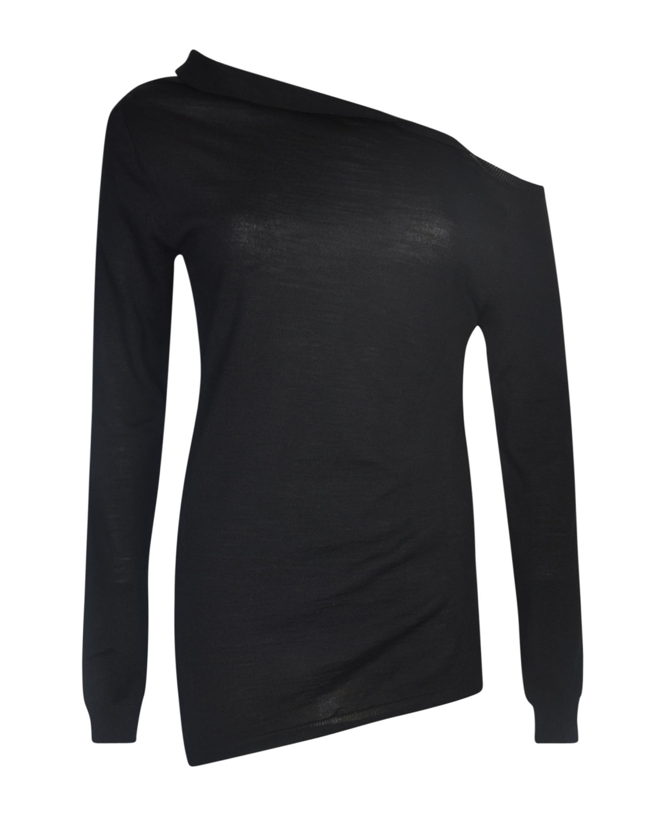 Alberta Ferretti Single-shoulder Asymmetric Plain Sweater - Black