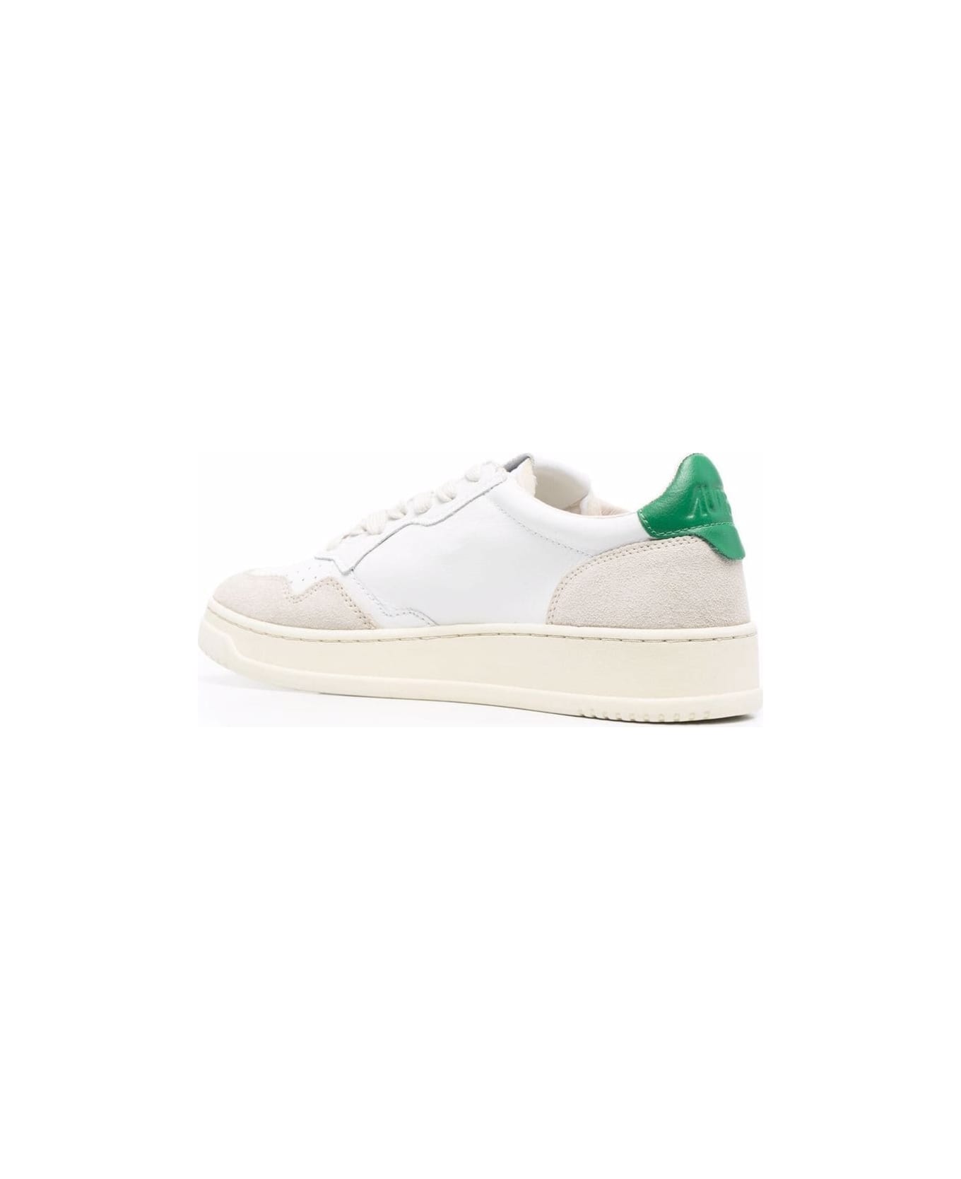 Autry 'medalist Low' White Sneakers With Suede Inserts And Contrasting Heel Tab In Leather Man - White Amaz スニーカー
