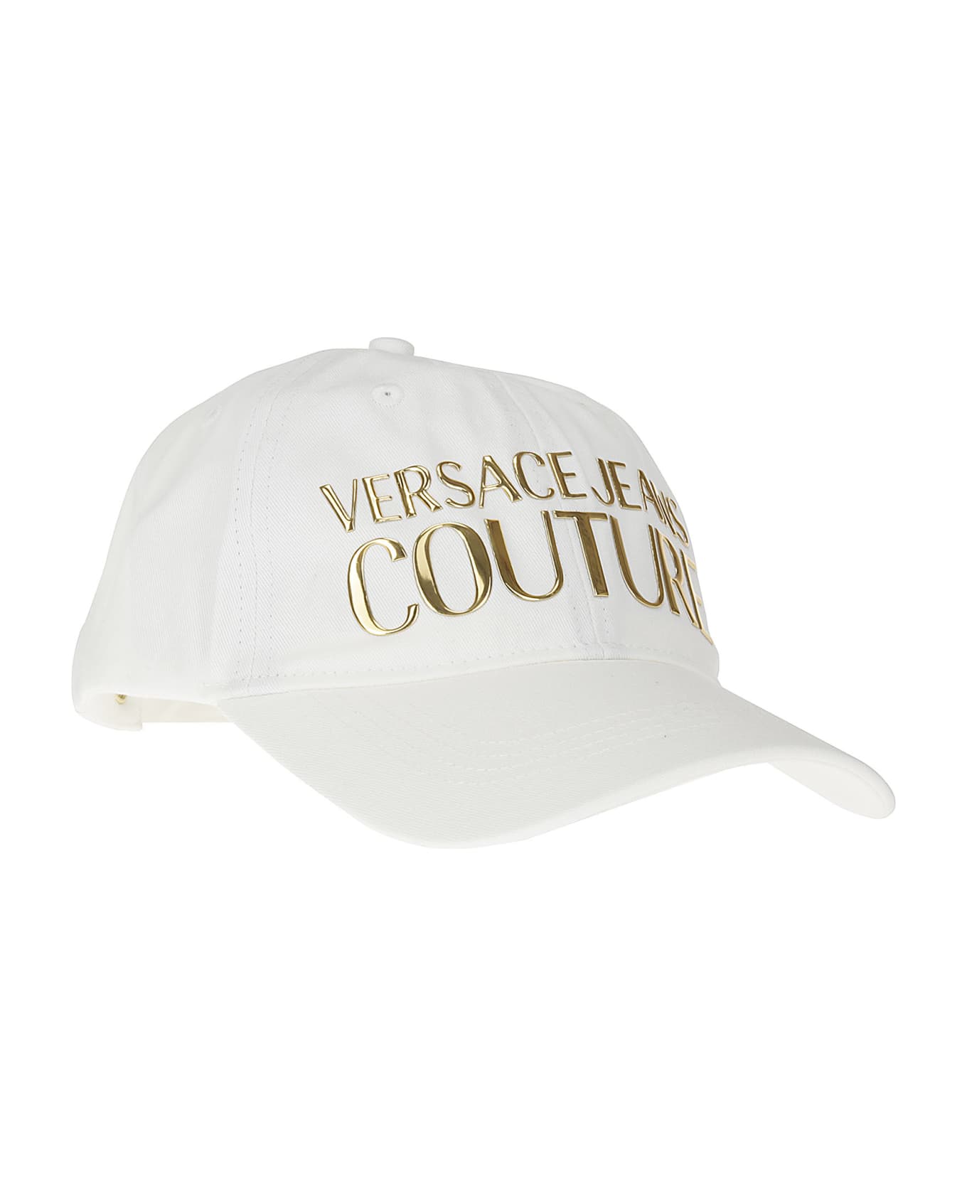 Versace Jeans Couture Baseball Cap With Cut In The Middle Hat - WHITE/GOLD